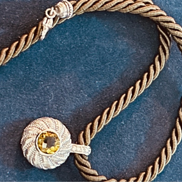 Judith Ripka Elegant Sterling Silver Cord Necklace with Yellow Gemstone - Picture 2 of 10